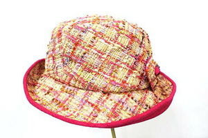 【中古】【美品】AKIRA YOSHIZAWA アキラヨシザワ 小物 帽子 日本製 ピンク ツイード レディース お値下げしました