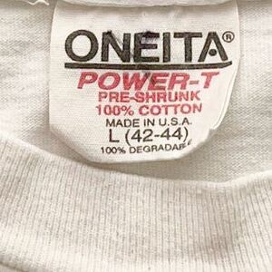 レアカラーナチュラル　USA製 90s ONEITA オニータ　コットン100 サイズL tシャツ 無地　ビンテージ　サイズL シングルステッチ