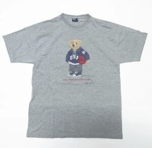 【アパレル】☆美品☆ PORO BY RALPH LAUREN ポロ ラルフローレン ポロベア バスケ Tシャツ L 大きい サイズ グレー 古着 ビンテージ