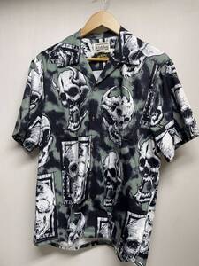 【WACKO MARIA ワコマリア】 56TS-WM-HI05 56 TATTOO STUDIO HAWAIIAN SHIRT 56タトゥースタジオ ハワイアンシャツ M グリーン 2407oki k