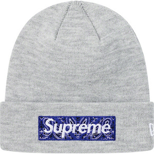 25周年★新品本物【灰】New Era Box Logo Beanie ニューエラ バンダナ ボックス ビーニー 正規店購入 シュプリーム 限定 入手困難 Supreme