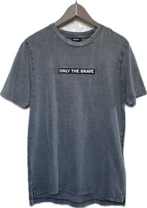 美品 Y2K Diesel ラバーパッチ ボックスロゴ フェード加工 鹿の子 Tシャツ BLACK archive ディーゼル gimmick グランジ ONLY THE BRAVE