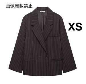 vintage ヴィンテージ レトロ ストライプ 柄 テーラードジャケット アウター XSサイズ レディース★ZARA 好きな方に★秋新作 新品未使用★