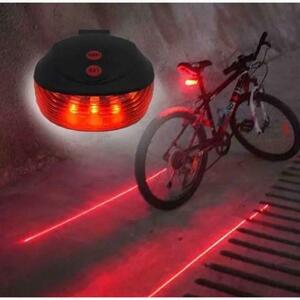 i【電池付属/送料無料】自転車防水LEDテールランプレッド(5LED+2レーザー