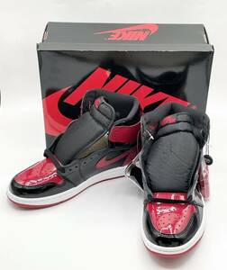 1円スタートNIKE ナイキ Nike Air Jordan 1 High OG Patent Bred ナイキ エアジョーダン　サイズ27cm 【未使用品】