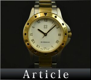 174715◇動作確認済 GIVENCHY ジバンシィ レディースウォッチ 腕時計 クォーツ ローマン SS GP ホワイト ゴールド レディース/ D