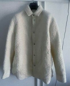 JIL SANDER + アイボリー シャツジャケット メンズ　ジルサンダー　モヘヤ混パデットシャツジャケット Mohair Shirt 