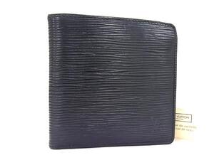 1円 ■美品■ LOUIS VUITTON ルイヴィトン M63652 エピ ポルトフォイユマルコ 二つ折り 財布 ウォレット ノワール ブラック系 FE6968