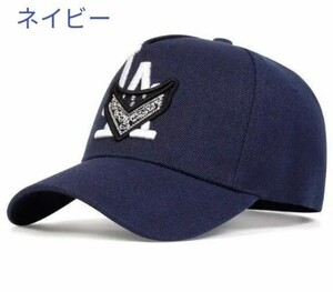 ベースボールキャップ LA デザインキャップ 野球帽 ユニセックス アウトドア ネイビー 新品！ 送料無料