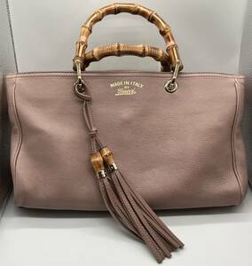 GUCCI グッチ バンブー 323660.520981 ハンドバッグ レザー ピンク ショルダー欠品 鞄 品物のみ