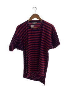 Vivienne Westwood MAN◆Tシャツ/フロント刺繍ロゴ/FREE/コットン/RED/ボーダー