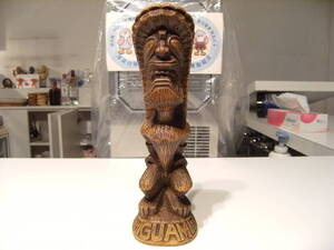 昭和レトロ★アメリカ製★80年代★ビンテージ MADE IN GUAM グアム 溶岩 25cm 神様 TIKI ティキ像 ハワイ 置物 オブジェ 人形 ハワイ