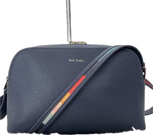 【極美品】Paul Smith ポールスミス スワールトリム クロスボディ ショルダーバッグ 2way ゴールド金具 斜め掛け ロゴ箔押し ユニセックス