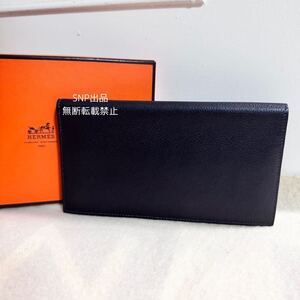 エルメス HERMES 美品 良品 MC2 フレミング 二つ折り 長財布 札入れ ロングウォレット カーフ レザー mc2 □N刻印 2010年 ブラック 黒系