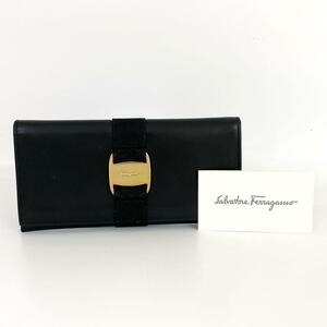 《大特価！》 Ferragamo フェラガモ 二つ折り 長財布 ヴァラリボン 黒 5-13551