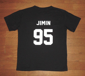 BTS 防弾少年団 ジミン JIMIN 95 Tシャツ バック ロゴ＆ナンバリング 半袖 コットン BLK L 175/96A 使用僅 ほぼ未使用 美品