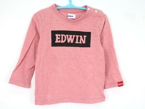 エドウィン 長袖Tシャツ カットソー 無地 女の子用 90サイズ 赤 ベビー 子供服 EDWIN