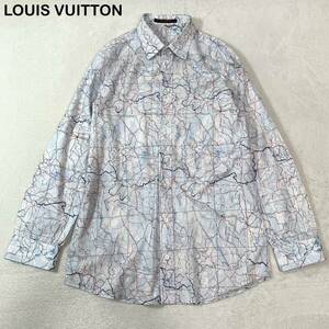 GOODデザイン！！☆極美品☆ LOUIS VUITTON 地図　マップ柄　モノグラム　長袖シャツ　メンズ