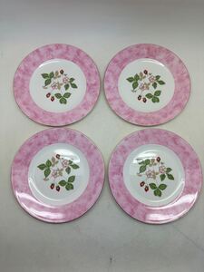 WEDGWOOD ウェッジウッド WILD STRAWBERRY ワイルドストロベリー プレート ピンク 4点まとめて 直径約20.5cm