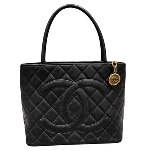 シャネル CHANEL 復刻トート AQ1804 ブラック　ゴールド金具 キャビア ハンドバッグ レディース 中古