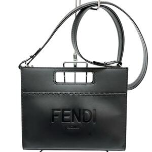 FENDI/フェンディ ショッパー スモール 7VA547 クラッチバッグ ショルダーバッグ レザー ブラック レディース