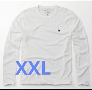  残1 XXL アバクロンビー&フィッチロング ロングTシャツ メンズ 長袖 クルーネック ワンポイント 丸首 白 ホワイト ホリスター アメカジ 