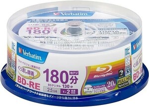 バーベイタムジャパン(Verbatim Japan) くり返し録画用 ブルーレイディスク BD-RE 25GB 20枚 ホワイトプリンタブル 片面1層 1-2倍速