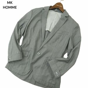 MK HOMME ミッシェルクラン オム 春夏 背抜き★ 7分袖 1B アンコン テーラード ジャケット Sz.46　メンズ グレー　A4T01927_2#M