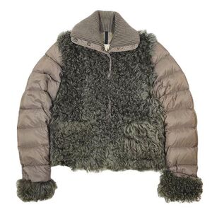 モンクレール MONCLER ダウンジャケット ブルゾン アウター IVRAIE カルガンラムファー ナイロンファイバー ブラウン グレー サイズ0 レデ