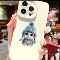 スマホホルダー青い帽子の猫かわいいプレゼントスタンド