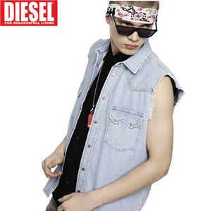 XL/新品 DIESEL ディーゼル ノースリーブ デニム シャツ カジュアルシャツ ブランド D-KIRU 青