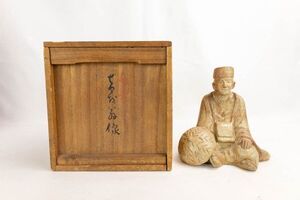 T01-2240 松尾芭蕉像 伊賀焼 仙鶴窯 坪島土平 平 共箱あり 人物 陶磁器 焼き物 置物 オブジェ 蕉風 俳聖　師匠 川喜田半泥子