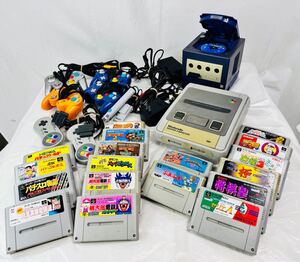 【大量】任天堂 ニンテンドー ゲームキューブ 本体/スーパーファミコン本体＋ソフト×19＋コントローラー ×6 ＋マイク など/1216