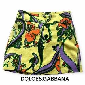 極美品　DOLCE&GABBANA ドルチェ&ガッバーナ　ドルガバ　ドルチェアンドガッバーナ　プリントミニスカート　スカート　イタリア製　36 花柄