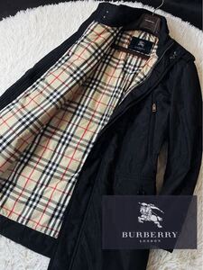 d39 美品【完全頂点シルク製ダウン!!】羊革ラムレザー定価18万●BURBERRY LONDON● ダウンジャケットコート バーバリーコート メンズ M