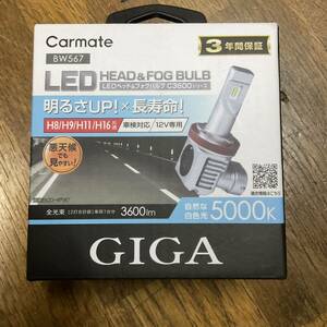 カーメイト GIGA BW567 12V専用 H8 H9 H11 H16 LEDバルブ 5000k 2個入 未使用品②