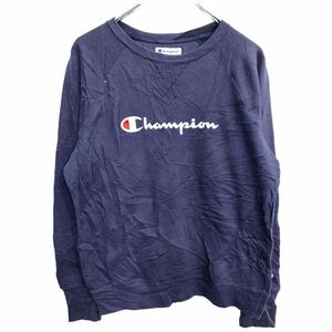 Champion プリント ロゴ スウェット トレーナー Mサイズ チャンピオン レディース ネイビー 古着卸 アメリカ仕入 t2405-3406