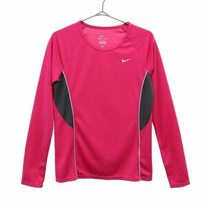 ナイキ ワンポイント刺繍 トレーニング 長袖 Tシャツ S ピンク NIKE クルーネック スポーツ ウォームアップ レディース