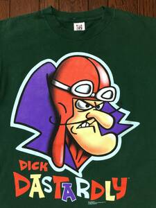 USA製 90s ビンテージ DICK DASTARDLY ディック ダスタードリー Tシャツ L 緑 90年代 検索 チキチキマシン猛レース ブラック魔王 ケンケン