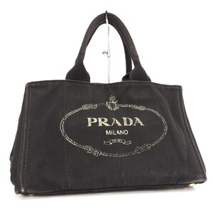 ●プラダ PRADA カナパ ハンドバッグ キャンバス ブラック [Jコレ]J10yu352