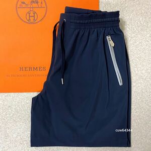 国内正規品 極美品 38（S～M） Hermes エルメス ナイロン インナー付 ショートパンツ スウィムパンツ 新型ジップ ネイビー ショッパー