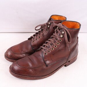 USA製 FRYE 9 1/2 M ブラック モックトゥ ブラウン 茶 レースアップブーツ アンクルブーツ フライ メンズ 古着 中古 eb1317