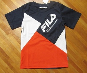 *送料無料*新品*140*FILA*ネイビー×オレンジ*半袖Tシャツ*吸汗速乾*フィラ*