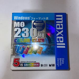 maxell Windows フォーマット済　MO 230MB COLOR CLUB 5枚　カラフルインデックスラベル付　5色カラーMIX ぷらわい112727