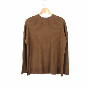 ユニクロ ニット セーター トップス カットソー リブ ウール混 レディース XLサイズ ブラウン UNIQLO