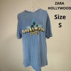 【入手困難☆ZARA HOLLYWOOD】青　プリント　星Tシャツ サイズS