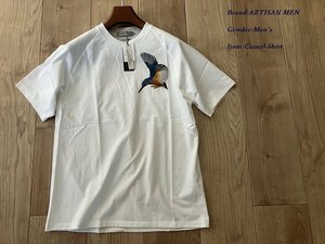 新品訳有り ARTISAN MEN アルチザン メン 日本製 “カワセミ刺繍半袖Ｔシャツ 01ホワイト Lサイズ 42TG08 定価29,700円