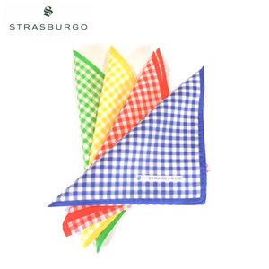 【4枚セット・定価合計7,200・新品】STRASBURGO（ストラスブルゴ）コットンポケットチーフ ギンガムチェック 日本製