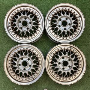 【0603】15インチ 6.5J　BBS RS224　ビービーエス　6.5J×15H2　ET45　PCD114.3　5穴　ハブ径60　中古アルミホイール4本