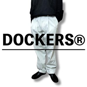 CP1-274★USA古着★正規品★【DOCKERS ドッカーズ】王道 ワイドシルエット 2タック コットンパンツ チノパン【W36 92センチ】オフホワイト